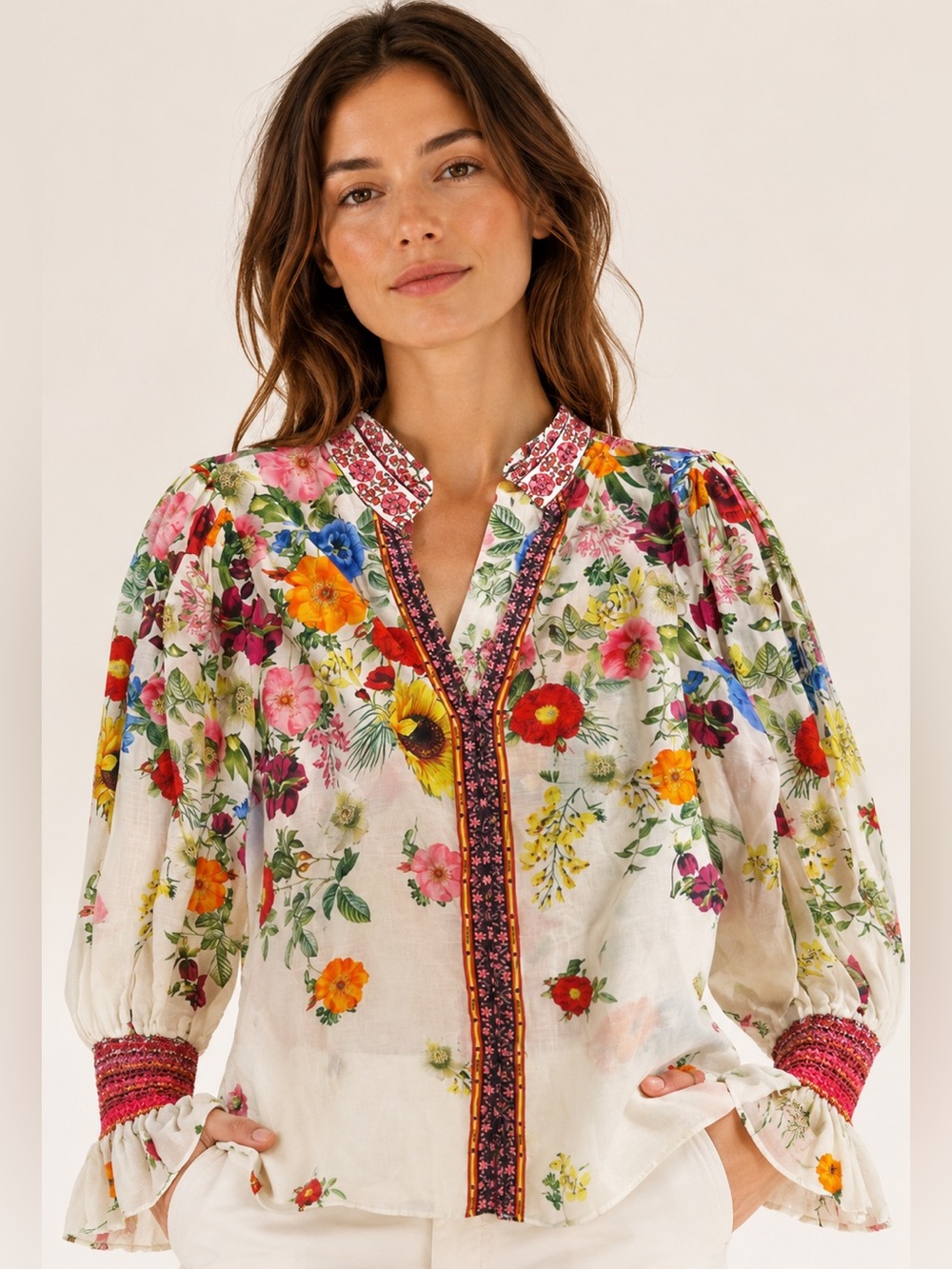 Alice and Olivia silk blouse Ilan Floral blouse size small